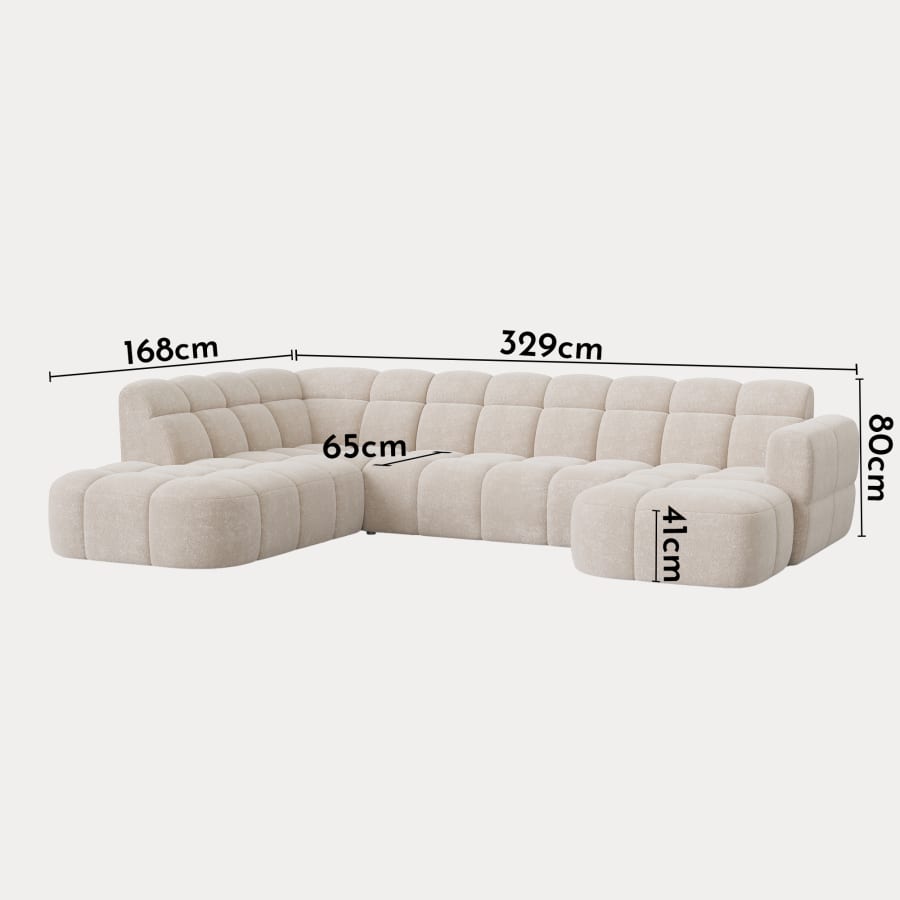 Canapé panoramique tissu beige - Angle droit